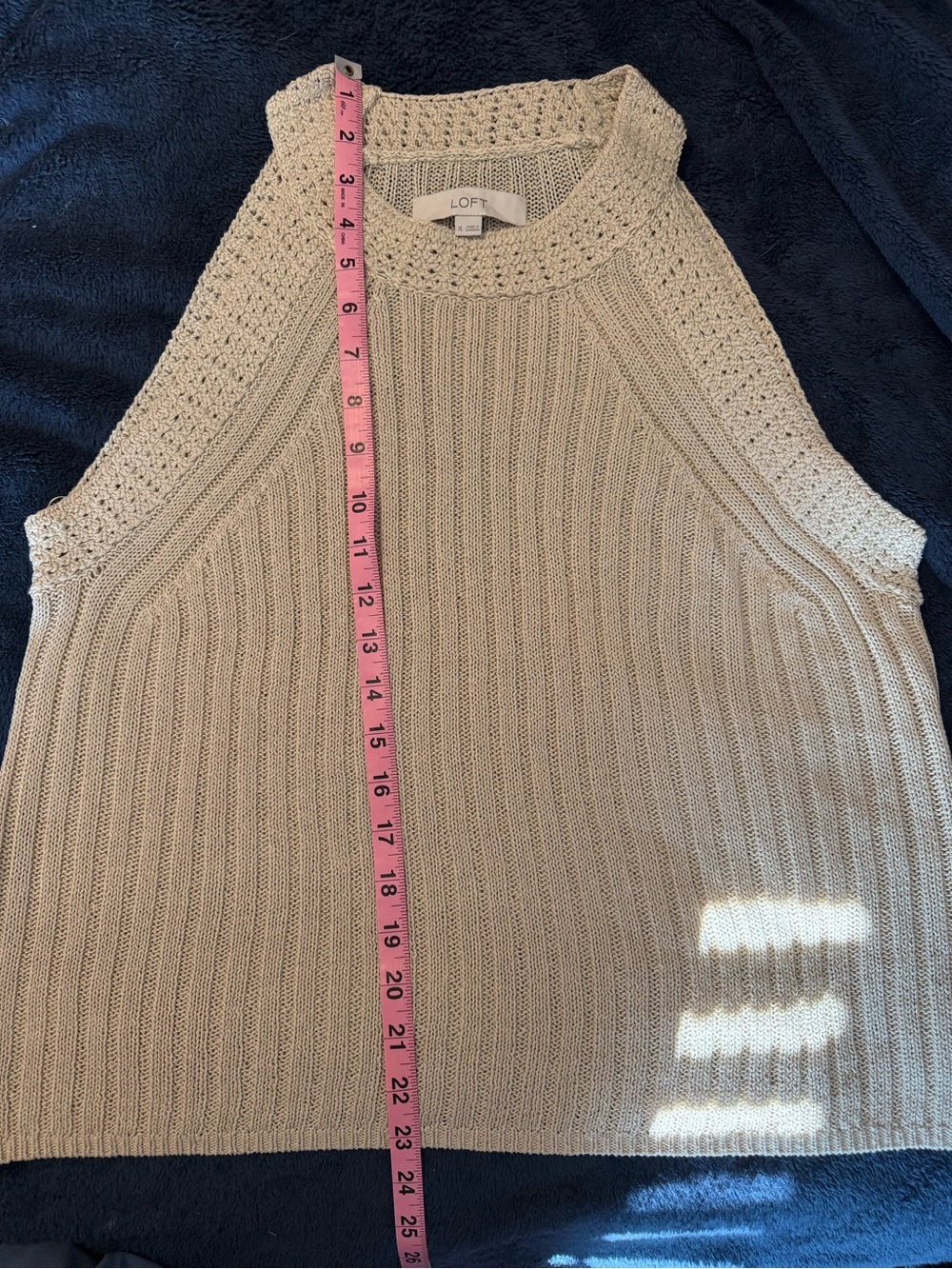 LOFT Cream Sleeveless Ribbed Knit Shell - Picture 4 of 7
